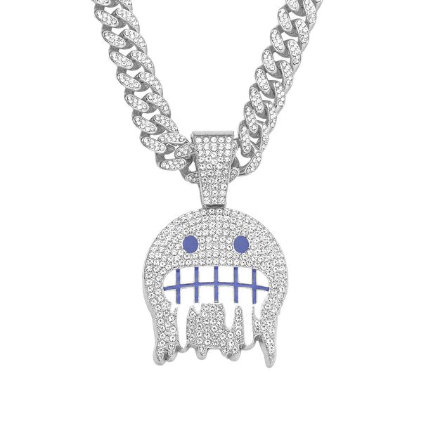 Ice face emoji expression pendant Cuban chain full of diamond hip hop jewelry trendy men's pendant jewelry_ipsvogv.com