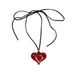Korean Style New Simple Long Ancora Red Bow Sweater Chain Fashion Heart Necklace Jewelry_ipsvogv.com