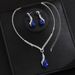 Hot Selling Water Drop Geometric Crystal Necklace Earrings Two-Piece Set Jewelry For Women_ipsvogv.com