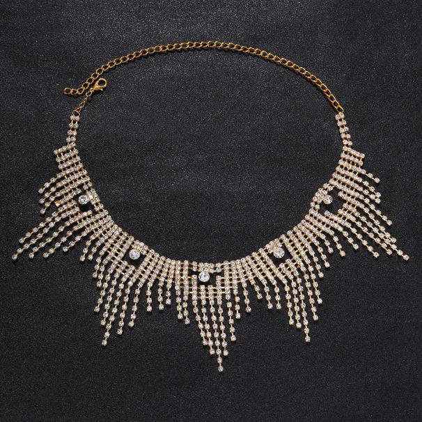 hot selling exaggerated Diamond full tassel necklace bohemian shiny rhinestone necklace choker_ipsvogv.com