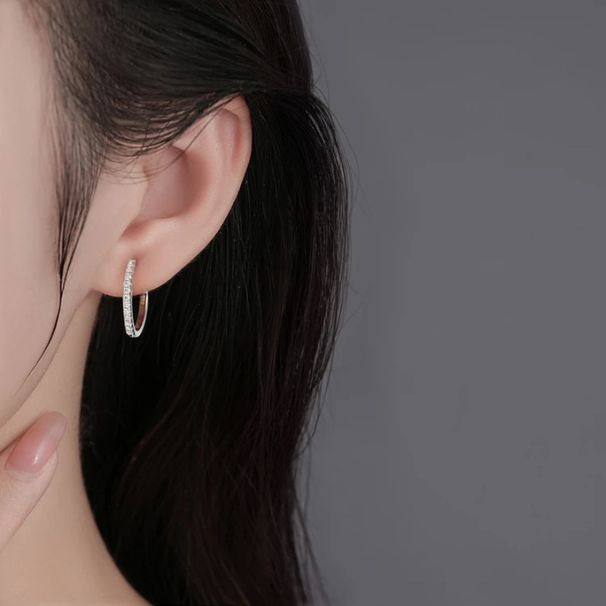 Silver Moissanite Earrings, Row Of Diamond Earrings, Simple And Fashionable, Light Luxury, Full Row Of Moissanite Earrings_ipsvogv.com