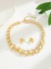 Zinc Alloy Inlaid Fashion Gold Necklace Earrings Bride Set Pearl Jewelry Set_ipsvogv.com