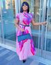 Women's Clothing spring and summer hot style printed short sleeved top half length pleated dress_ipsvogv.com