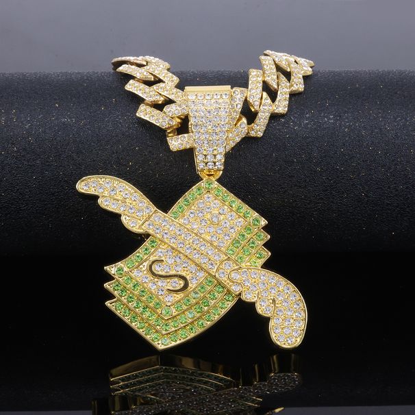 Unisex Hot Selling Full Diamond Wing Pendant In US Dollars Men's Hip Hop Street Dance Cool Rap Jewelry_ipsvogv.com