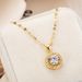 Korean Version Of Fashionable Gold Round Diamond Pendant Necklace With Zirconia Necklace, Titanium Steel Jewelry,_ipsvogv.com