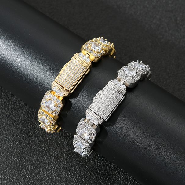 for Men 13mm Flip Clasp Rock Sugar Zircon Bracelet Men's Trendy Hip Hop Accessories_ipsvogv.com