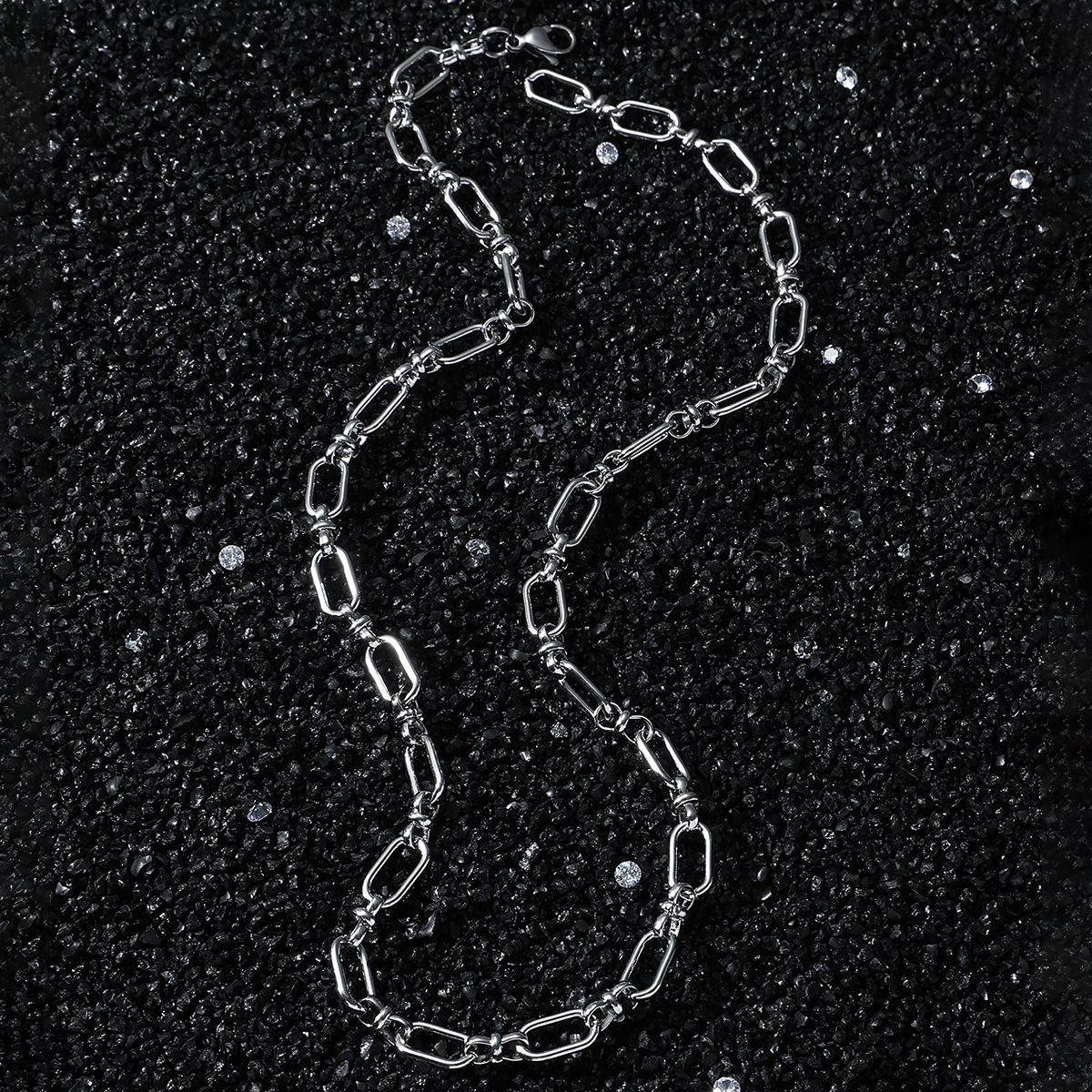 New Men's Hip Hop Stainless Steel Handmade Oval Splicing Chain Street Ins Style Necklace_ipsvogv.com
