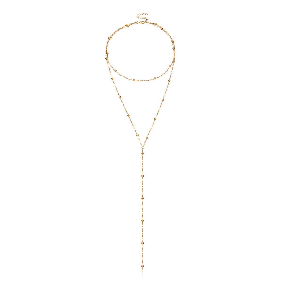 Fashion Exaggerated Geometric Fringed Round Bead Necklace Women's Temperament Multi-layer New Long Item Jewelry_ipsvogv.com