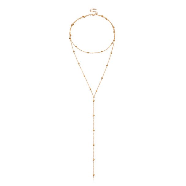 Fashion Exaggerated Geometric Fringed Round Bead Necklace Women's Temperament Multi-layer New Long Item Jewelry_ipsvogv.com
