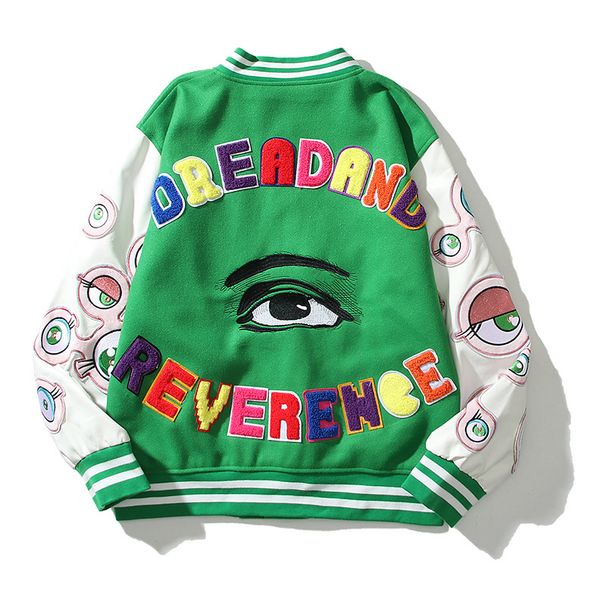 Women's Clothing God's eye embroidered badge loose baseball jacket jacket high street fashion brand jacket trendy_ipsvogv.com