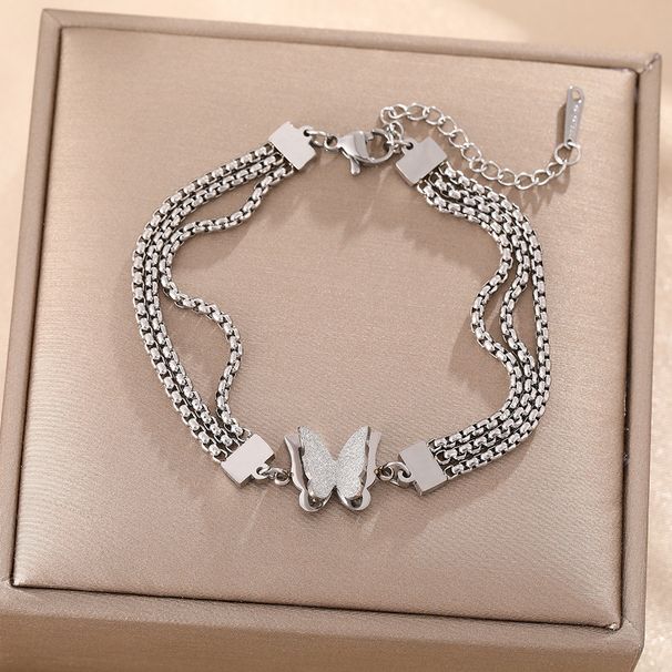 Internet Celebrity's Fashionable Three-layer Wide Titanium Steel Bracelet With A High-end Feel For Women, Frosted_ipsvogv.com