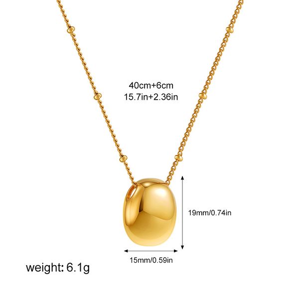 New Simple Fashion Versatile Literary Retro Geometric Stainless Steel Oval Pendant Necklace_ipsvogv.com