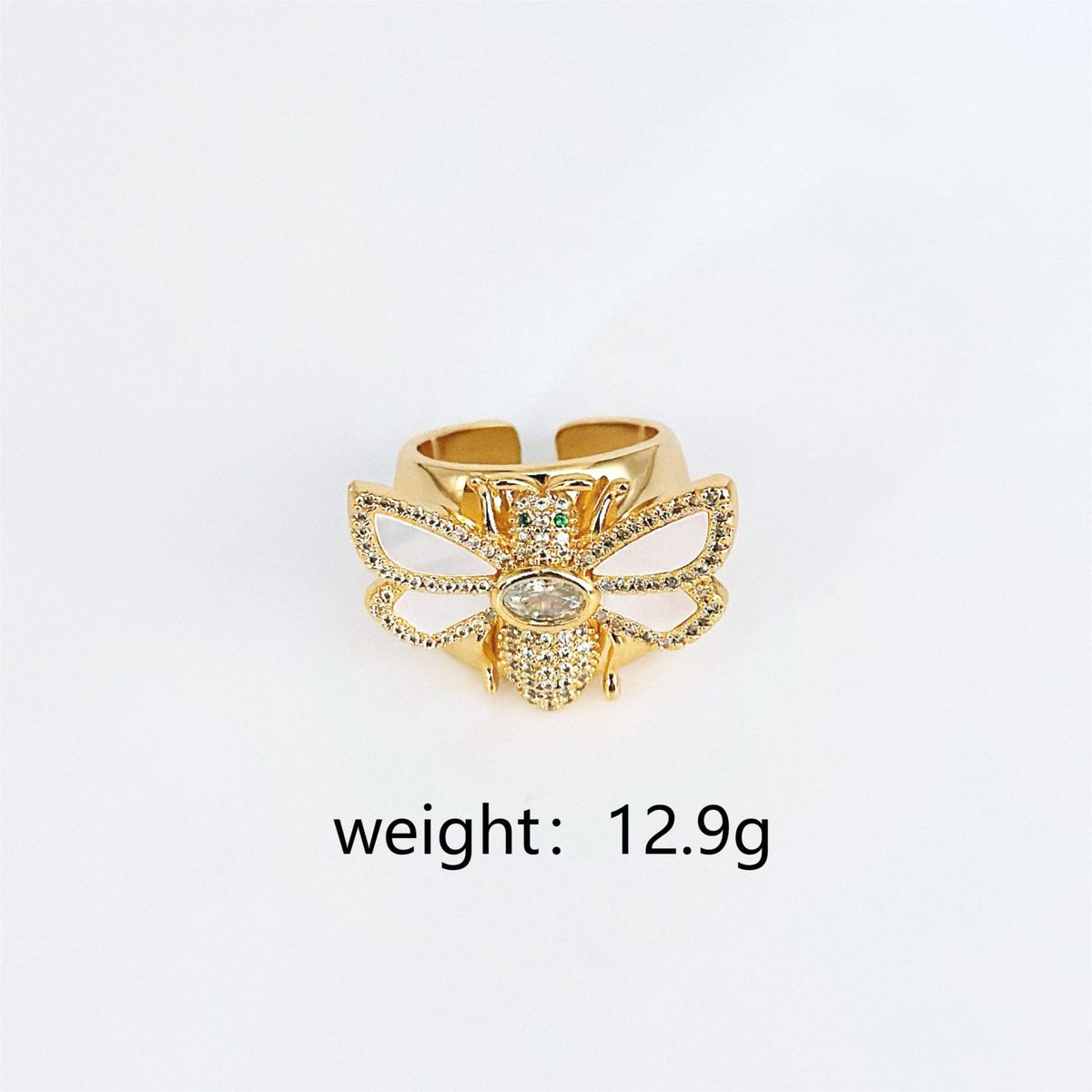 Jewelry Fashion Inlaid With Diamond White Shell Little Bee Bracelet Wide Surface Carving Exquisite Texture Handmade For_ipsvogv.com