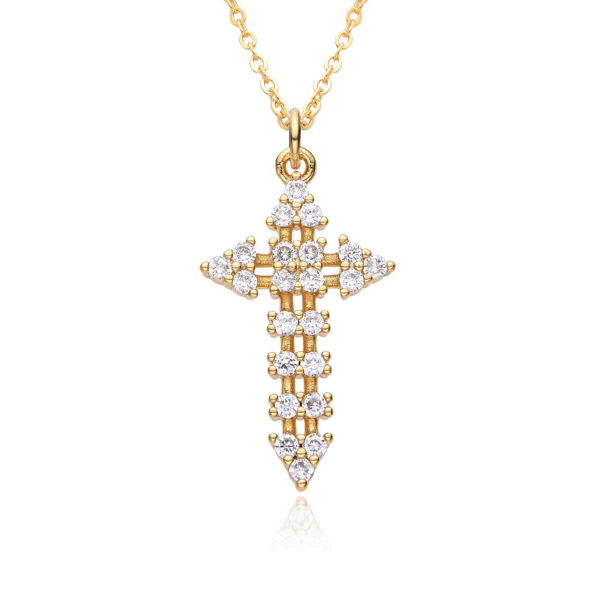 Hot Selling Copper Electroplated Cross Zircon Pendant Necklace Female Clavicle Chain Jewelry_ipsvogv.com