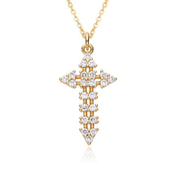 Hot Selling Copper Electroplated Cross Zircon Pendant Necklace Female Clavicle Chain Jewelry_ipsvogv.com