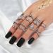New Open Joint With Hollow Diamond Heart Ring Set Of 15 Jewelry Accessories_ipsvogv.com
