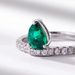 new Water Drop Micro Inlaid Cultivated Emerald Ring S925 Silver Colored Gem Open Finger Ring Light Luxury Retro_ipsvogv.com