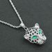 Hip Hop 3D Diamond Green Eyed Leopard Head Trendy Personality Necklace Accessories Pendant Jewelry_ipsvogv.com