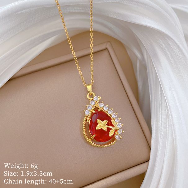 Steel 【 Titanium 】 Ancient Style Water Droplet Fashion, Light Luxury Temperament, Gorgeous Full Diamond Necklace, 【 】 Fashion, Temperament, Necklace,_ipsvogv.com
