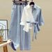 Women's Clothing plus size women's spring suits women's splicing two piece shirts slim jeans two piece suits_ipsvogv.com
