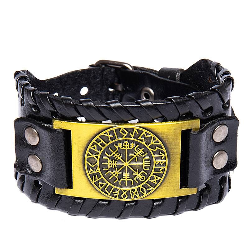 Pirate Bracelet 1pc Vintage Compass Compass Leather Bracelet High Quality Head Layer Crazy Horse Leather Bracelet for Men_ipsvogv.com