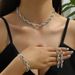 Fashion Bride Wedding Jewelry Necklace Earrings Bracelet Rhinestone Simple Set Dress Accessories_ipsvogv.com