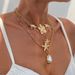 Ins Style Flower Starfish Necklace Necklaces Baroque Pearl Pendant Accessories For Women_ipsvogv.com