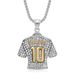 New Hip-Hop Jewelry Titanium Steel Gold-Plated Diamond-Studded Football Messi No. 10 Jersey Pendant Necklace_ipsvogv.com