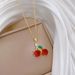 【 Titanium Steel 】 Fruit Red Cherry Light Luxury Temperament Gorgeous Full Diamond Necklace Women's Versatile Collarbone_ipsvogv.com