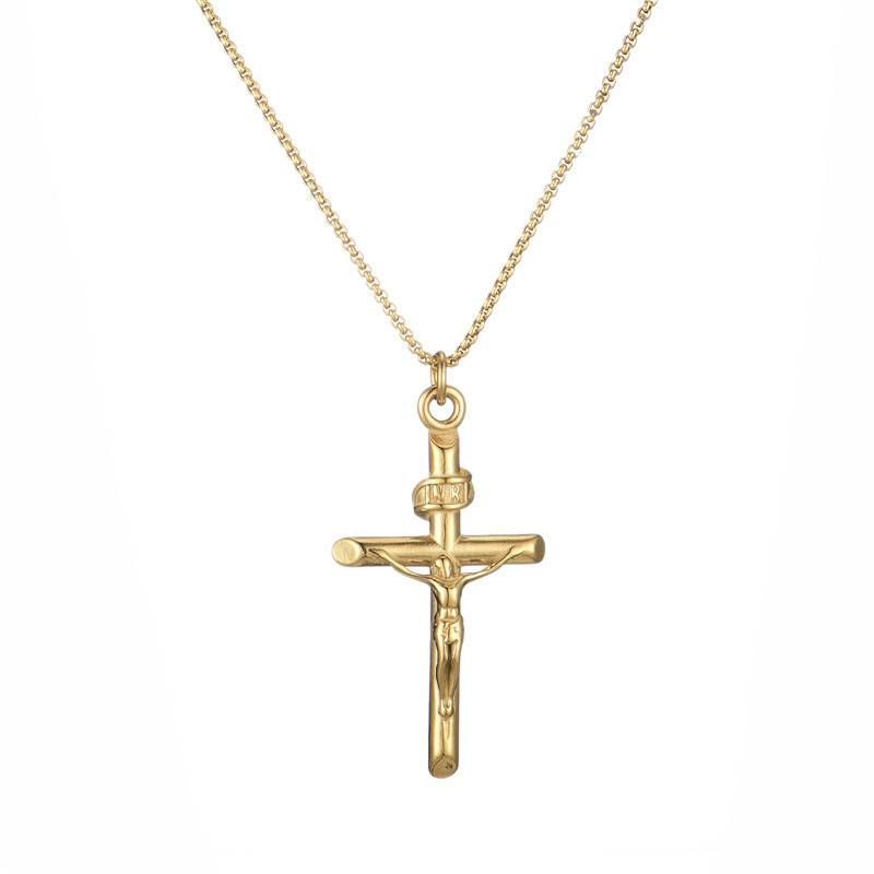 Hot new stainless steel cross lovers collar simple personality titanium steel cross necklace_ipsvogv.com