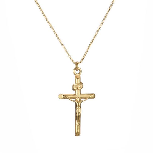 Hot new stainless steel cross lovers collar simple personality titanium steel cross necklace_ipsvogv.com