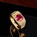 New Plated PT950 Domineering Open With Red And Gold Micro Inlaid Men's Ring_ipsvogv.com