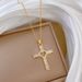 】 Love 【 Cross Light Luxury Charm Gorgeous Full Diamond Necklace Women's Versatile Clavicle Chain Titanium Steel 【 】_ipsvogv.com