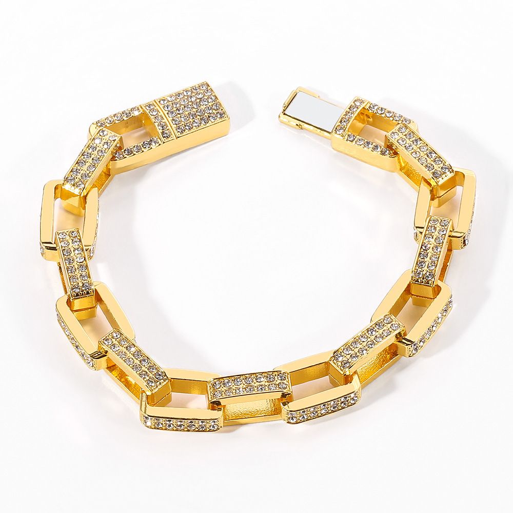 Popular New Square Cuban Hip Hop Rock Rap Singer Bracelet Trendy Men's Fashion Accessories_ipsvogv.com