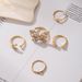 Hot Selling Diamond Inlaid Butterfly Index Finger Set Of 5 Pieces, Gold Star Moon Combination Set, Open Ring_ipsvogv.com