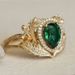 Sanjie's New Women's Ring Electroplated Gold And Inlaid With Green Water Droplets Bracelet_ipsvogv.com