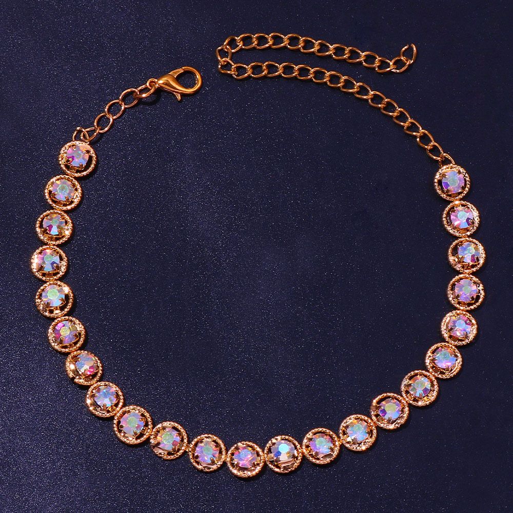 Jewelry Novel Colorful Diamond-encrusted Anklet Women's Fashion All-match Beach Circle Anklet_ipsvogv.com