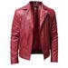 Men's PU Leather Jacket Men's Stand Collar Punk Motorcycle Leather Jacket_ipsvogv.com