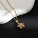 Small niche design hollowed out lucky star titanium steel necklace, female gold stainless steel star pendant, non fading_ipsvogv.com