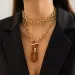 Hip Hop Personality Chain Multi Layered Necklaces Fashionable Cuba Geometric Metal Buckle Clavicular Couple Choker_ipsvogv.com