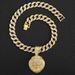 Cool full diamond personality three dimensional lion head pendant Cuban necklace Street hip hop style_ipsvogv.com