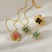 Popular Jewelry Cat's Eye Stone Oil Drop Color Flower Necklace Female Fashion Snake Bone Chain Gold Plated Stainless Steel Necklace_ipsvogv.com