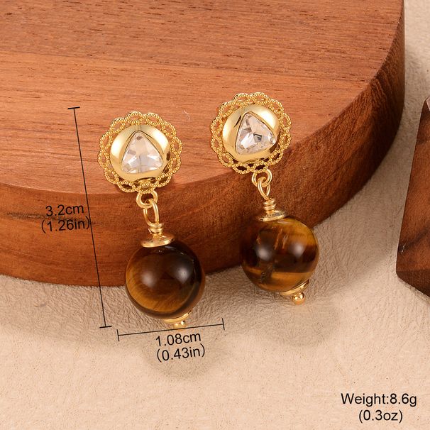 Maillard Style Autumn And Winter Tiger Eye Stone Series High End Fashion Earrings Do Not Fade Tassel Geometric Earrings_ipsvogv.com