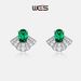 Fan shaped brilliant cultivated emerald earrings S925 silver fully inlaid with colored gems small skirt earrings atmosphere_ipsvogv.com