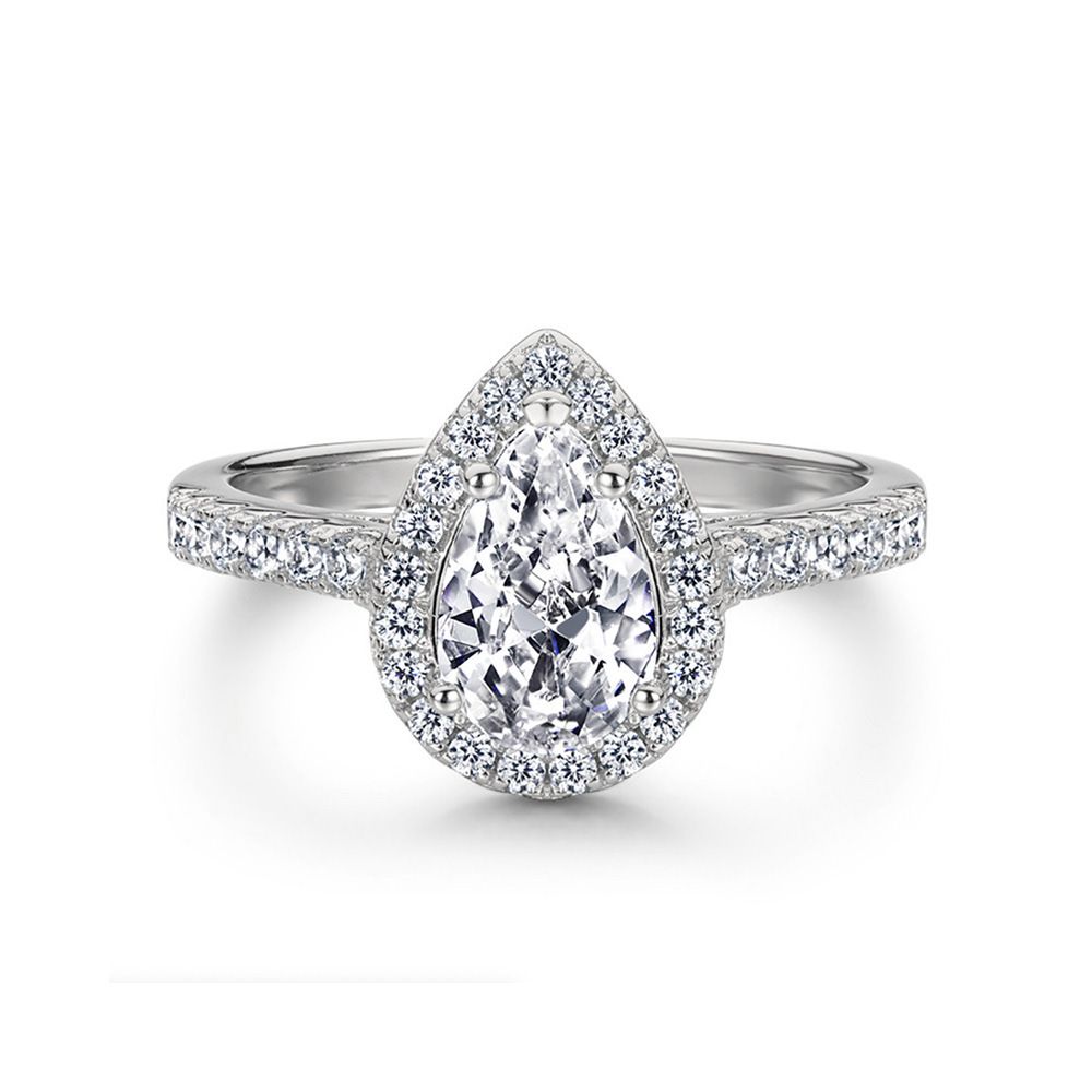 Classic heart shaped zircon women's engagement ring, real gold plated micro diamond ring, hot selling jewelry_ipsvogv.com