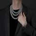 Rough Diamond Cuban Chain Men's Titanium Steel Necklace Men's Trendy Hip Hop Full Diamond Cuban Necklace_ipsvogv.com