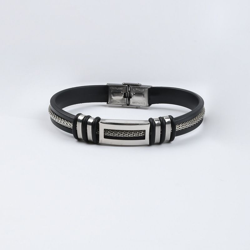 New Men's Stainless Steel Silicone Bracelet Hip-Hop Fashion Versatile Couple Bracelets_ipsvogv.com