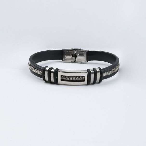 New Men's Stainless Steel Silicone Bracelet Hip-Hop Fashion Versatile Couple Bracelets_ipsvogv.com