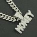 Hip hop full diamond letter pendant necklace trendy exaggerated punk personality wide Cuban bone chain jewelry_ipsvogv.com