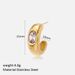 Unisex Hot Selling Fashion Simple Metal Oval Green Emerald Gold Plated Stainless Steel Earrings_ipsvogv.com
